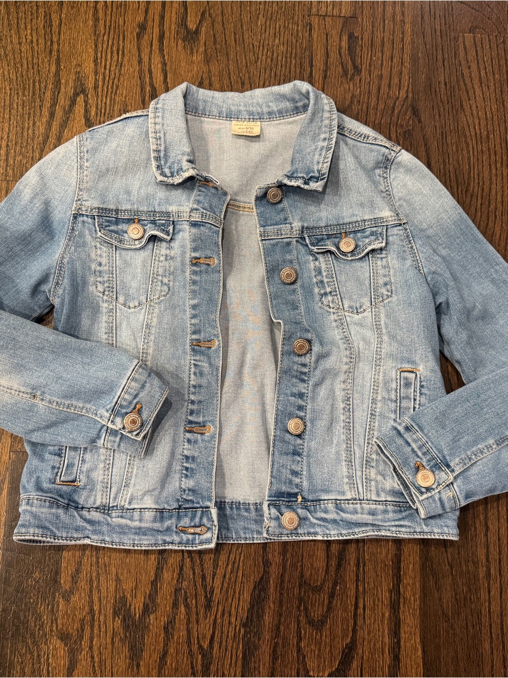 Zara Girls Size 9-10 Light Blue Kids Denim Jacket - Casual Button-Up Coat